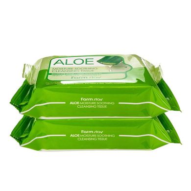 Очищающие салфетки с экстрактом алоэ Farmstay Aloe Moisture Soothing Cleansing Tissue 30 шт - основное фото