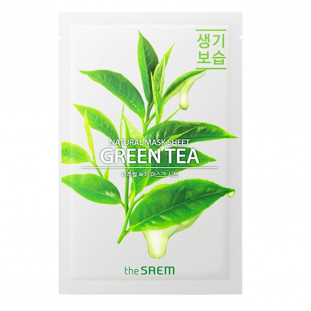 Антиоксидантная тканевая маска с экстрактом зелёного чая THE SAEM Natural Green Tea Mask Sheet 21 мл - основное фото