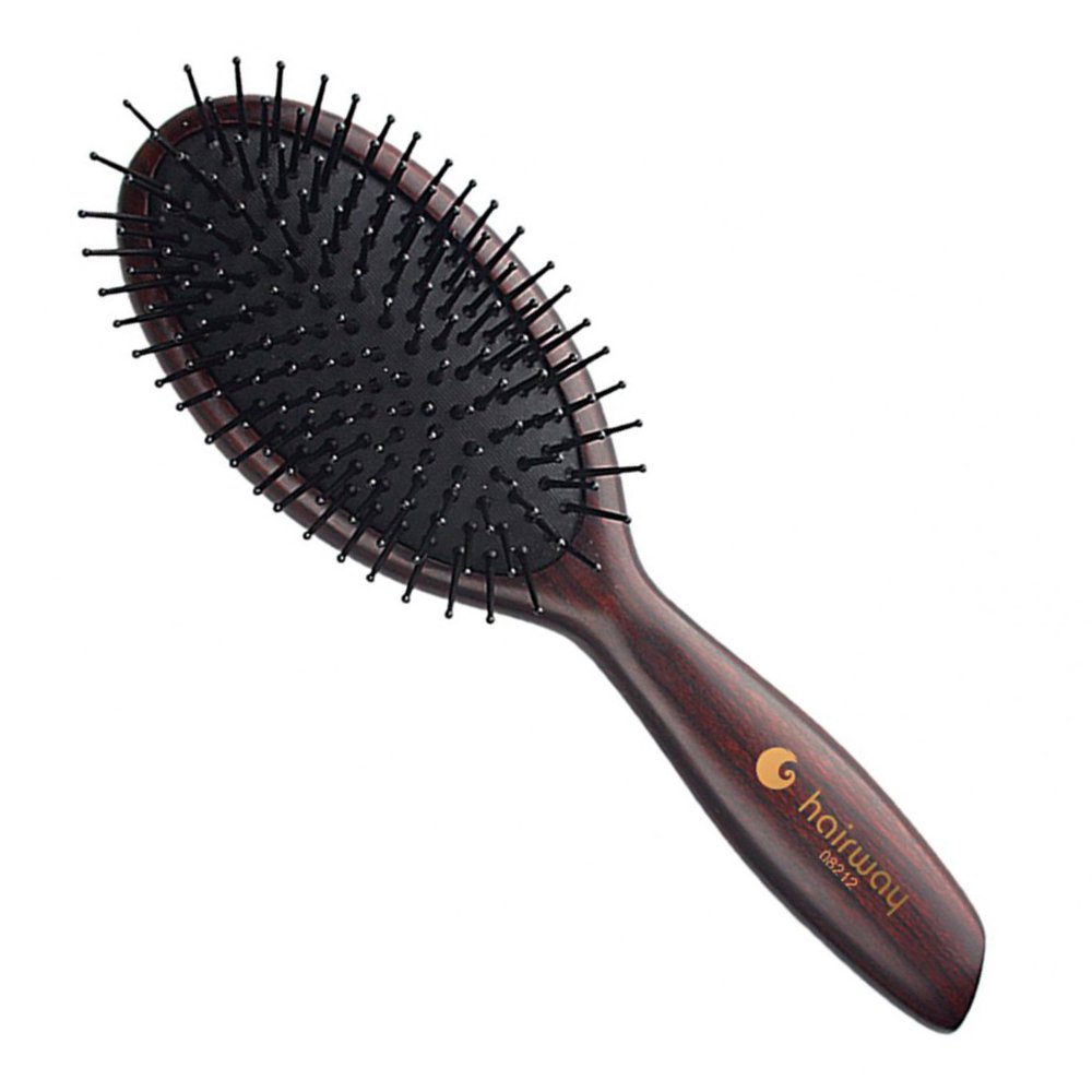 Тёмно-коричневая массажная щётка на деревянной основе Hairway Cushion Brush Wenge 2 08212 - основное фото