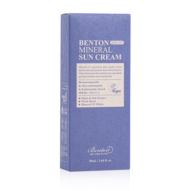 Сонцезахисний крем на мінеральній основі BENTON Skin Fit Mineral Sun Cream SPF50+/PA++++ 50 мл - основне фото