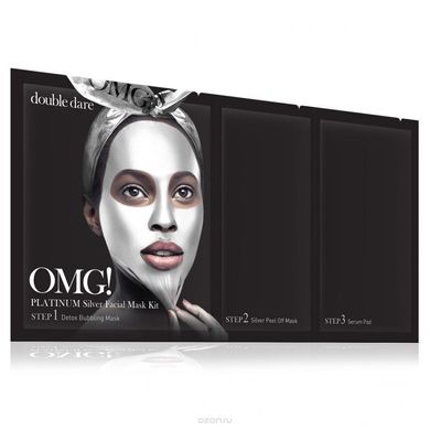 Трёхшаговая маска с алмазной пудрой Double Dare OMG! 3 in 1 Platinum Silver Facial Mask Kit 50 г - основное фото