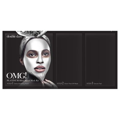 Трьохкрокова маска з алмазною пудрою Double Dare OMG! 3 in 1 Platinum Silver Facial Mask Kit 50 г - основне фото