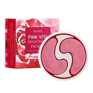 Освітлювальні гідрогелеві патчі з екстрактом троянди PETITFEE Pink Vita Brightening Eye Mask 60 шт - основне фото