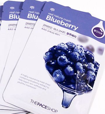 Маска з екстрактом лохини THE FACE SHOP Real Nature Mask Sheet Blueberry 20 г - основне фото