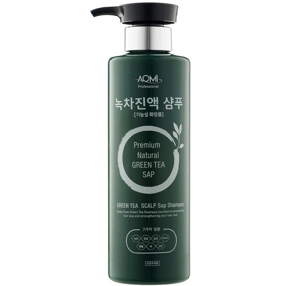 Зміцнювальний шампунь для волосся з екстрактом зеленого чаю AOMI Green Tea Leaf Extract Shampoo 500 мл - основне фото