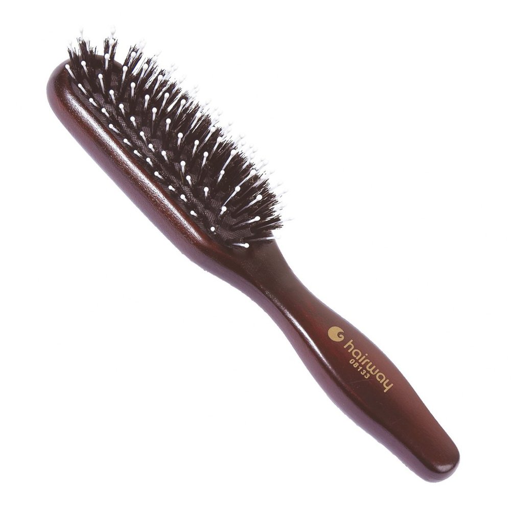 Тёмно-коричневая узкая 7-рядная массажная щётка Hairway Cushion Brush Lady 08133 - основное фото