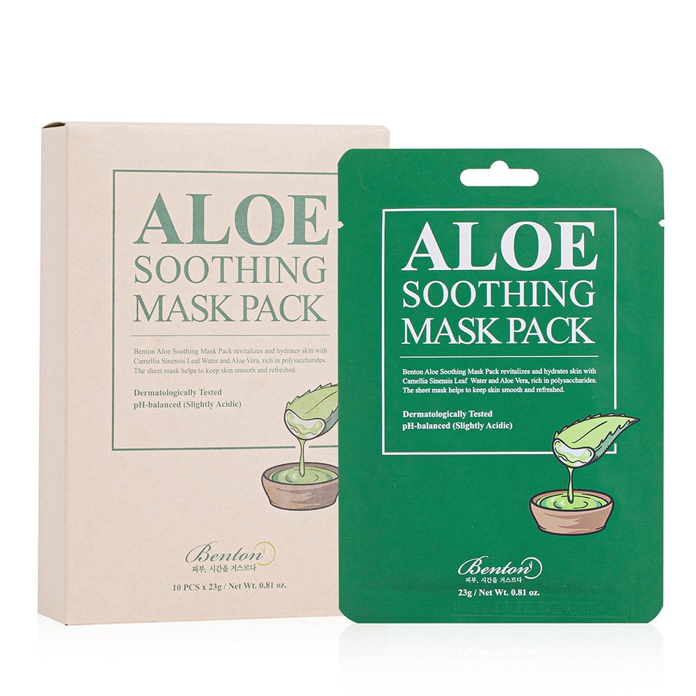 Заспокійлива маска для обличчя з алое Aloe Soothing Mask BENTON 10 шт х 23 г - основне фото