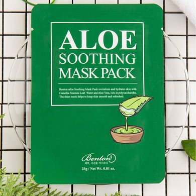 Успокаивающая маска для лица с алоэ Aloe Soothing Mask BENTON 10 шт х 23 г - основное фото