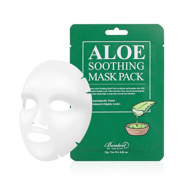 Заспокійлива маска для обличчя з алое Aloe Soothing Mask BENTON 10 шт х 23 г - основне фото