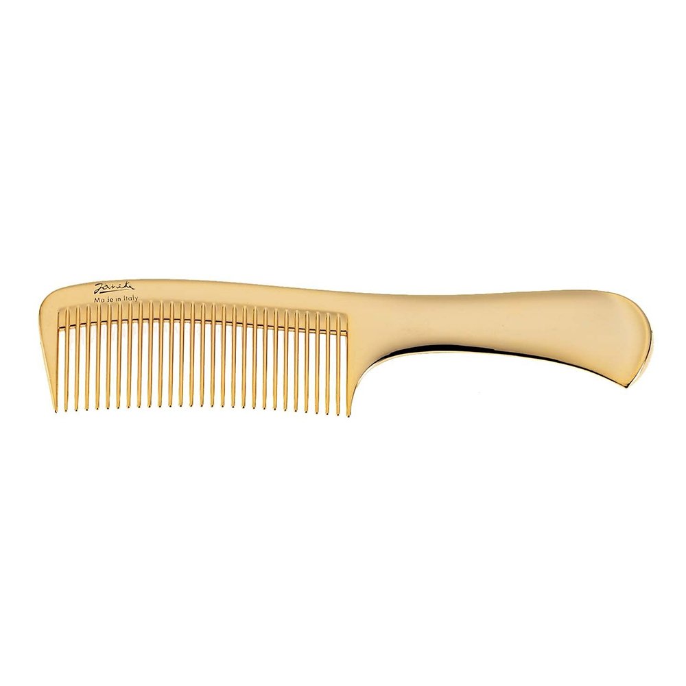 Профессиональный золотистый гребень Janeke Wide-teeth Comb With Handle AU825 - основное фото