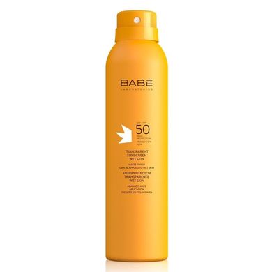 Прозрачный водостойкий солнцезащитный спрей с матирующим эффектом BABE Laboratorios Sun Protection Transparent Sunscreen Wet Skin SPF 50 200 мл - основное фото