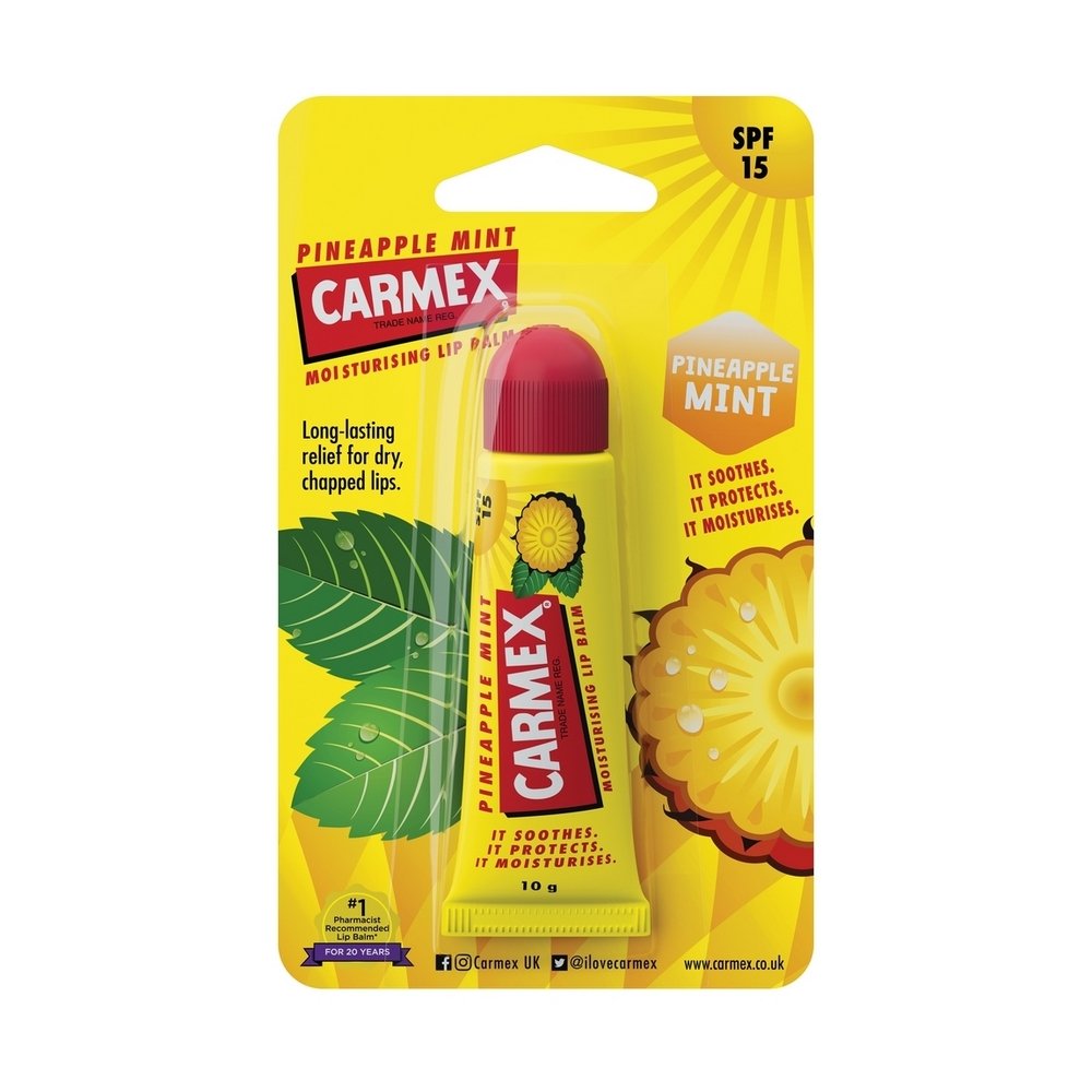 Бальзам для губ со вкусом ананаса и мяты Carmex Tube Pineapple Mint SPF 15 туба 10 г - основное фото