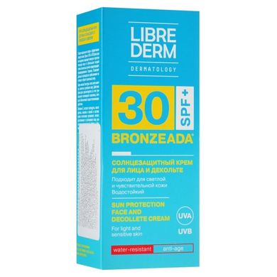 Сонцезахисний крем для обличчя та зони декольте Librederm Bronzeada Sun Protection Face & Decollete Cream SPF 30 50 мл - основне фото