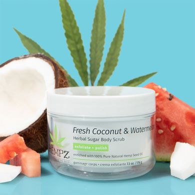 Сахарный скраб для тела «Кокос-Арбуз» HEMPZ Fresh Coconut & Watermelon Herbal Sugar Body Scrub 176 г - основное фото