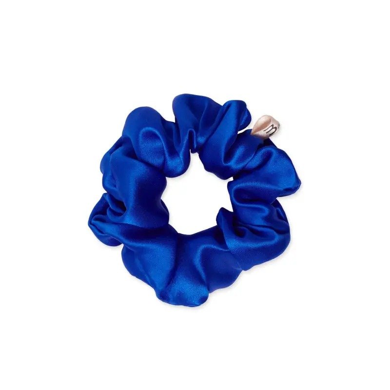 Об'ємна синя резинка із натурального шовку Mon Mou Silk Hair Band Electric Blue 1 шт - основне фото