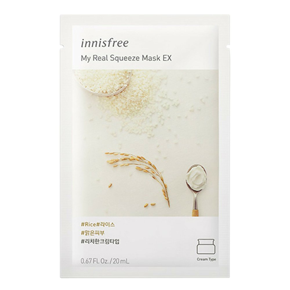 Тканевая маска с экстрактом риса Innisfree It’s Real Squeeze Mask Rice 20 мл - основное фото