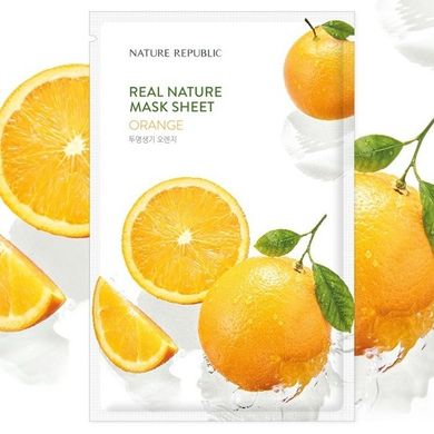 Освітлювальна тканинна маска з екстрактом апельсина NATURE REPUBLIC Real Nature Mask Sheet Orange 23 мл - основне фото