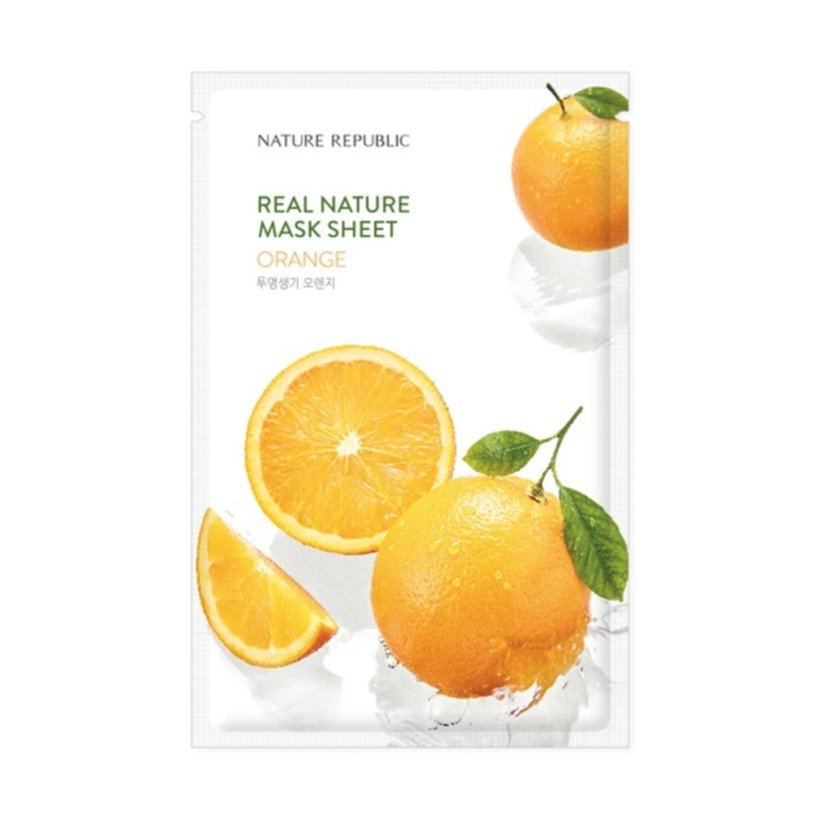 Освітлювальна тканинна маска з екстрактом апельсина NATURE REPUBLIC Real Nature Mask Sheet Orange 23 мл - основне фото