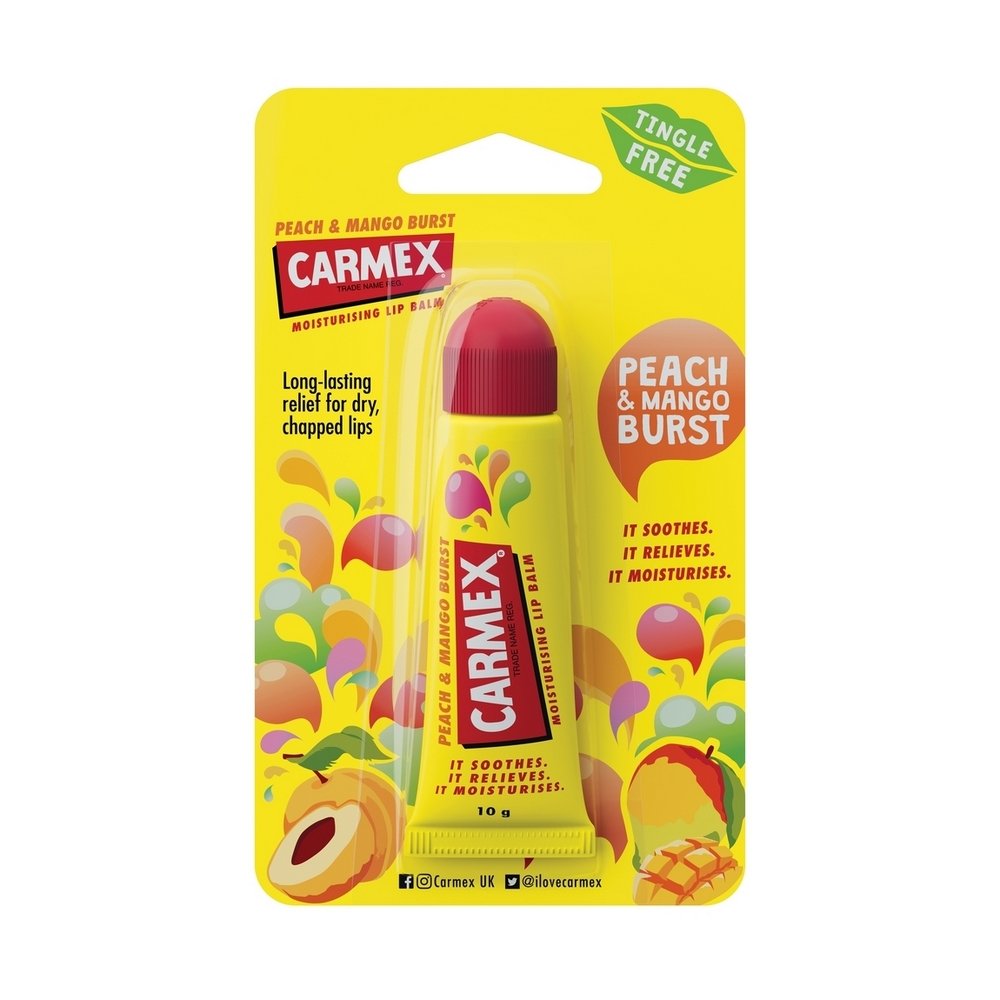Бальзам для губ зі смаком персика та манго Carmex Tube Peach & Mango туба 10 г - основне фото