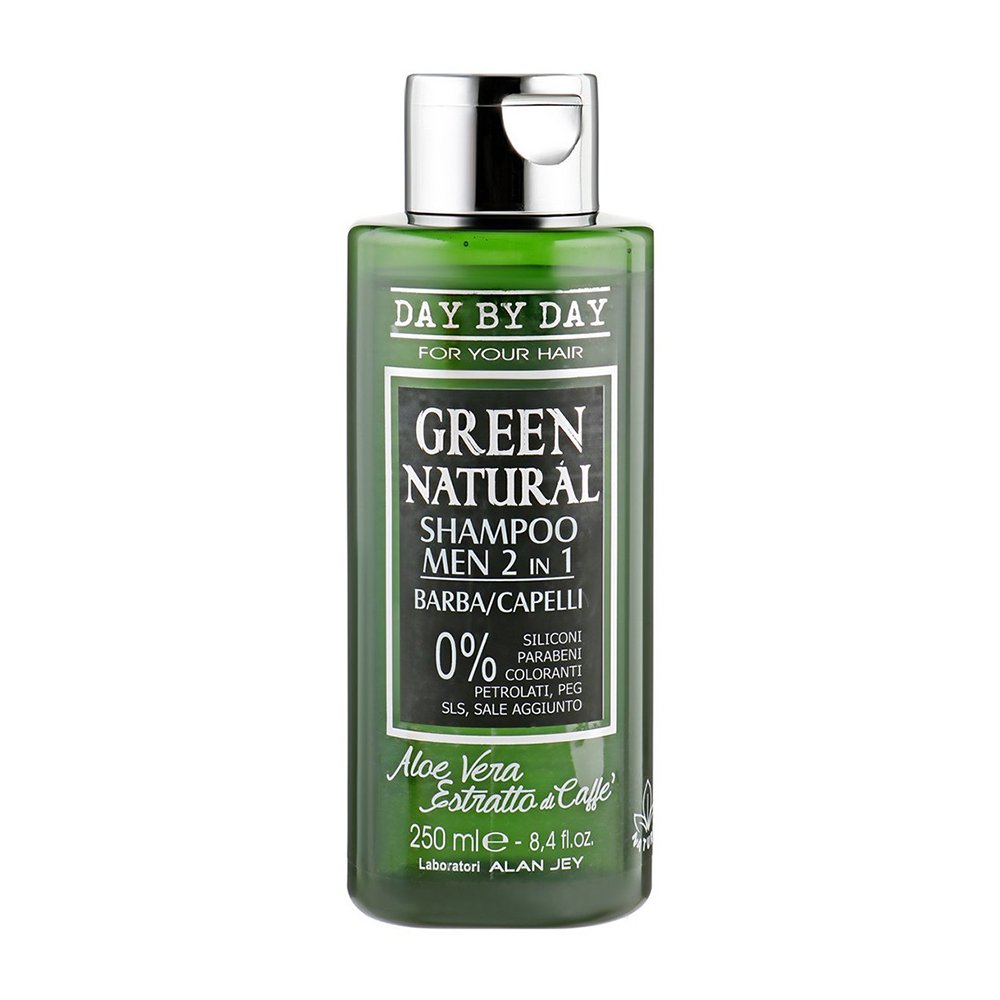 Мужской шампунь 2 в 1 для волос и бороды Alan Jey Green Natural Shampoo Men 2 In 1 Barba Capelli 250 мл - основное фото