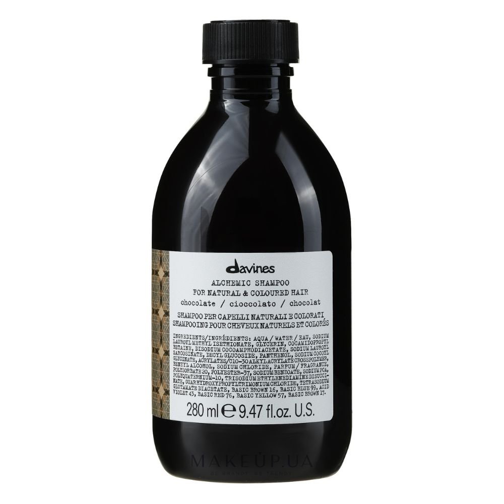 Шоколадний відтінковий шампунь для посилення кольору Davines Alchemic Chocolate Shampoo For Brown And Black Hair 280 мл - основне фото