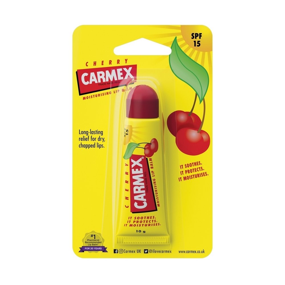 Бальзам для губ зі смаком вишні Carmex Tube Cherry SPF 15 туба 10 г - основне фото