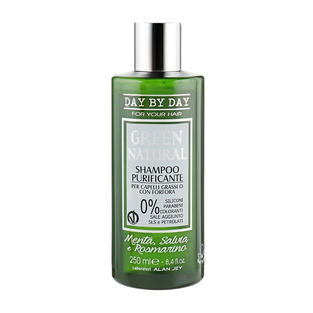 Очищающий шампунь для жирных волос с перхотью Alan Jey Green Natural Shampoo Purificante 250 мл - основное фото