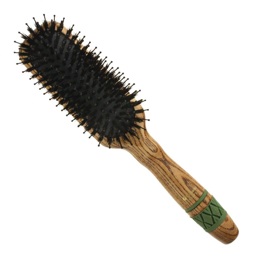 Дерев'яна світло-коричнева вузька щітка масажна 11-рядна Hairway Cushion Brush Flexion 08271 - основне фото
